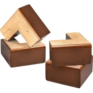 4 Pack 3 Inch Solid Wood L-Shaped Furniture Legs Bed Risers Couch Feet for Sofa Dresser Cabinet Table