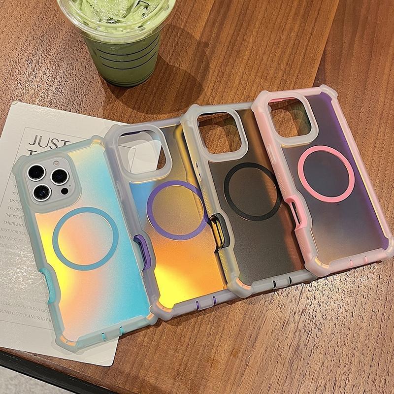 Magnetic Ice Mist Matte Color Gradient Dragon Phone Case Suitable for Apple/iPhone 17 16 15 14Plus 13Pro 12pro 11Pro Max Supports Wireless Charging Colorful Laser Four Corner Shockproof Male and Female Protective Cases Holiday Gifts