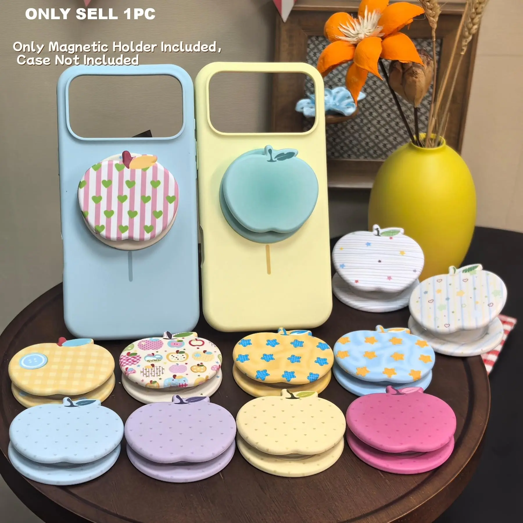 Star Apple Magnetic Stand, Cute Cartoon Adjustable Phone Holder, Air Cushion Ring Clip, Strong Adhesion, New Design
