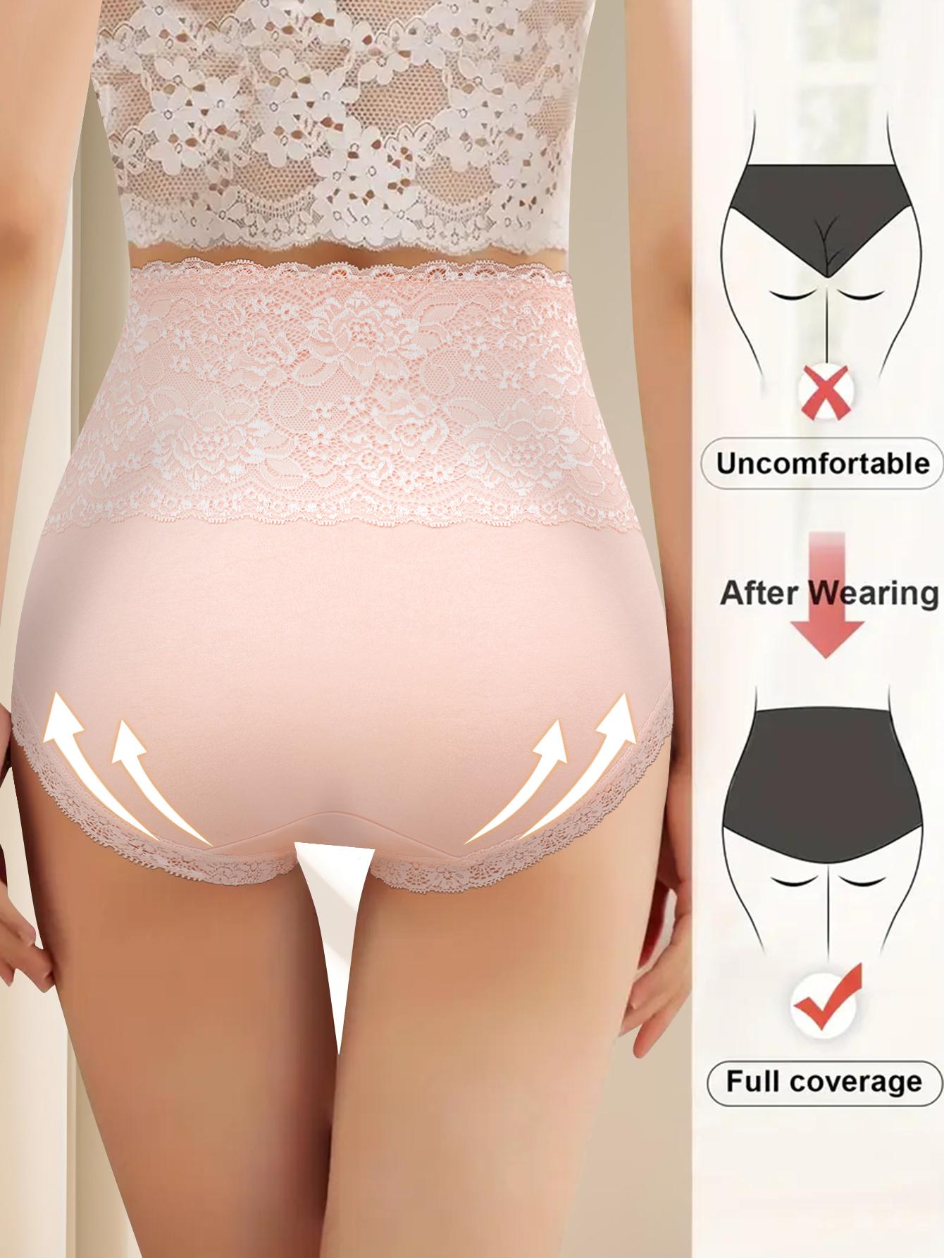 QUASTI 6 Piece Women's High Elasticity Briefs, Cotton Comfortable & Breathable Underwear, Hip Lifting Underwear Lace Style Fashionable Design, Suitable For Women's Daily Life SpringStatements