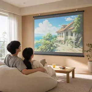 Portable Wall-Mounted Projector Screen, Foldable and Expandable, Indoor and Outdoor Use, Outdoor Movie Screen, Light-Blocking, Clear Image, Easy Installation