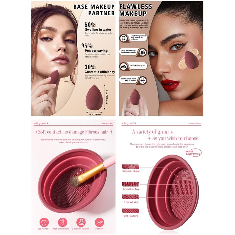 Makeup Tool Set, Makeup Brush Kit, 1 Set Makeup Brushes & Sponge & Finger Powder Puff & Wash Bag & Brush Bowl & Wristbands & Headbands, Professional Makeup Tools for Women