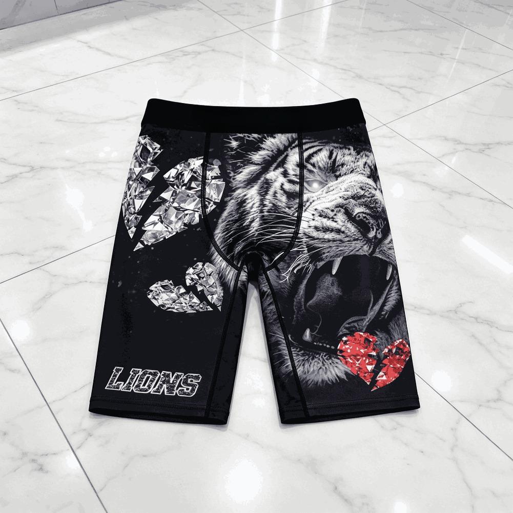 Mens Graphic Boxer Briefs Streetwear Ice Silk Compression Shorts Quick Dry Breathable Long Leg Athletic Underwear Summer Gym Fit