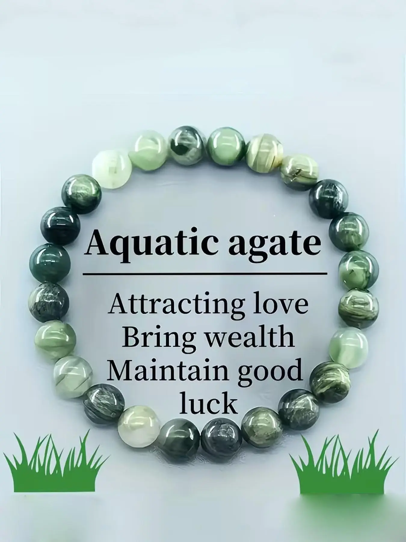 1pc Natural Water Grass Agate Solid Color Bracelet, Wealth Bracelet, Good Luck Bracelet, Elastic And Stretchable Design That Does Not Limit The Wrist Circumference, Natural Jewelry With Multiple Beautiful Meaning, Perfect Jewelry For Wearing Holiday Gifts