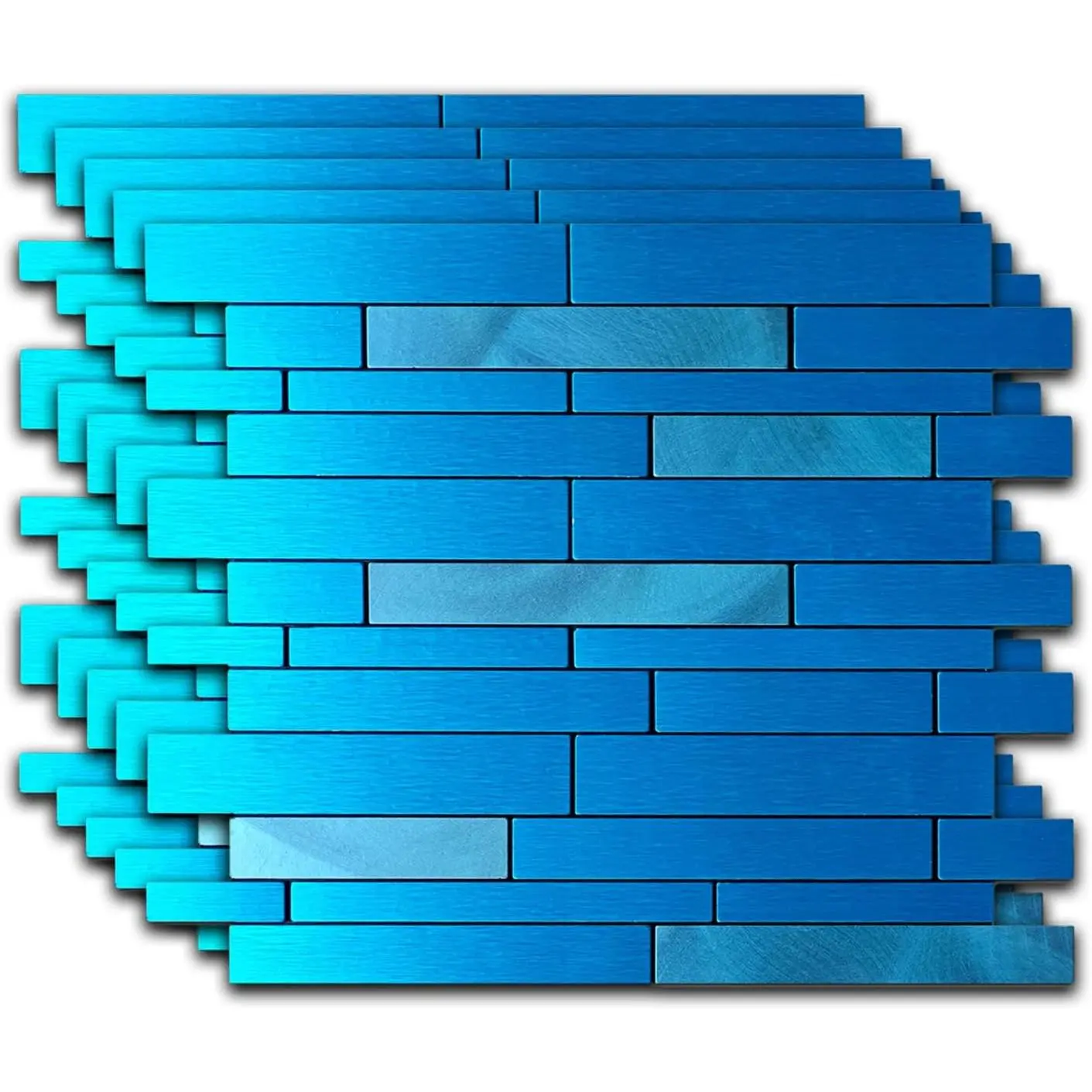 10 count  & Non-Slip Mosaic Peel & Stick Wall Stickers, Heat-Resistant Self-Adhesive Tiles, Easy Cut DIY Multi-Room  for Kitchen Bathroom Bedroom Living Room (10, Blue)