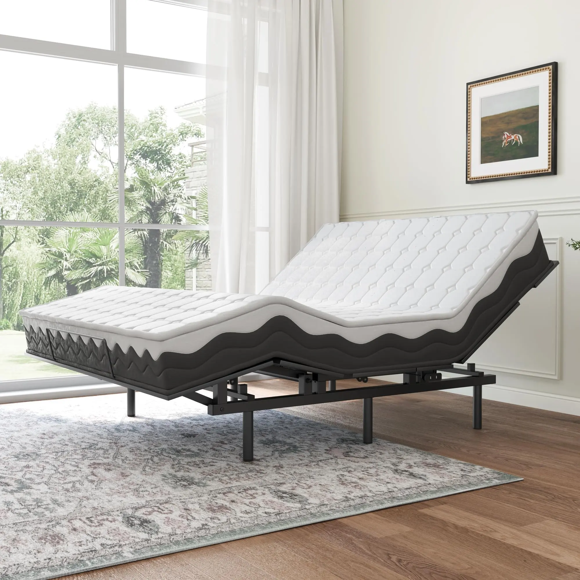 GARVEETwin-Size Adjustable Bed Frame with Wireless Remote, Easy Assembly, Independent Head and Foot Adjustments, Compatible with Memory Foam & Latex Mattresses