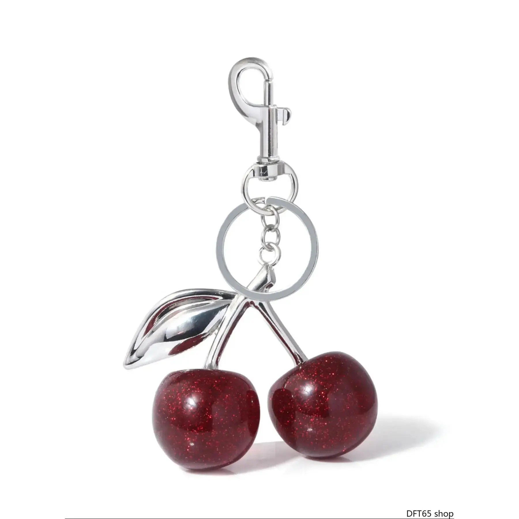 Exquisite Alloy Cherry Shaped Keychain, Compact All-Match Pendant Accessory, Portable Decorative Key Ring For Daily Use And Birthday Gift Giving