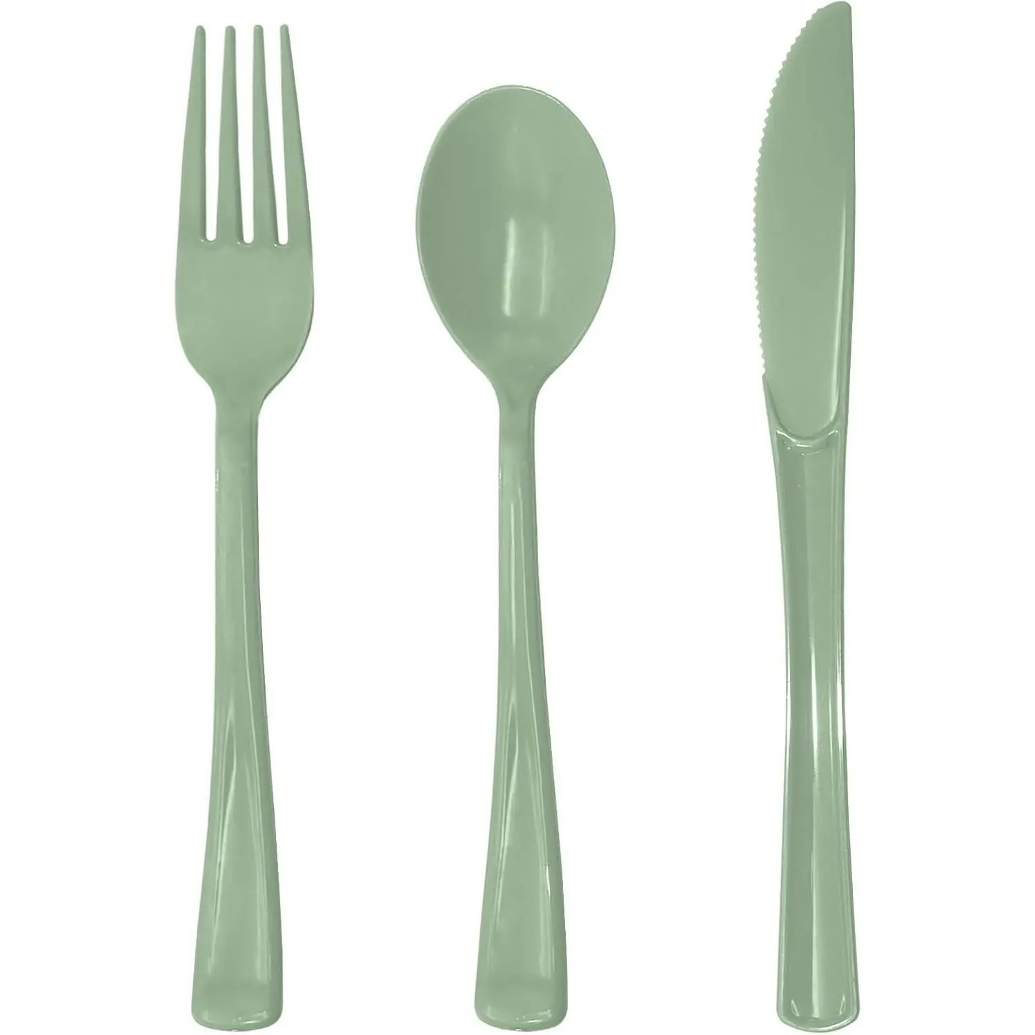 150 PCS Heavy Duty Sage Green Disposable Plastic Silverware Sets 50 Forks 50 Knives 50 Spoons for Birthday Baby Shower Picnic Spring Party Wedding