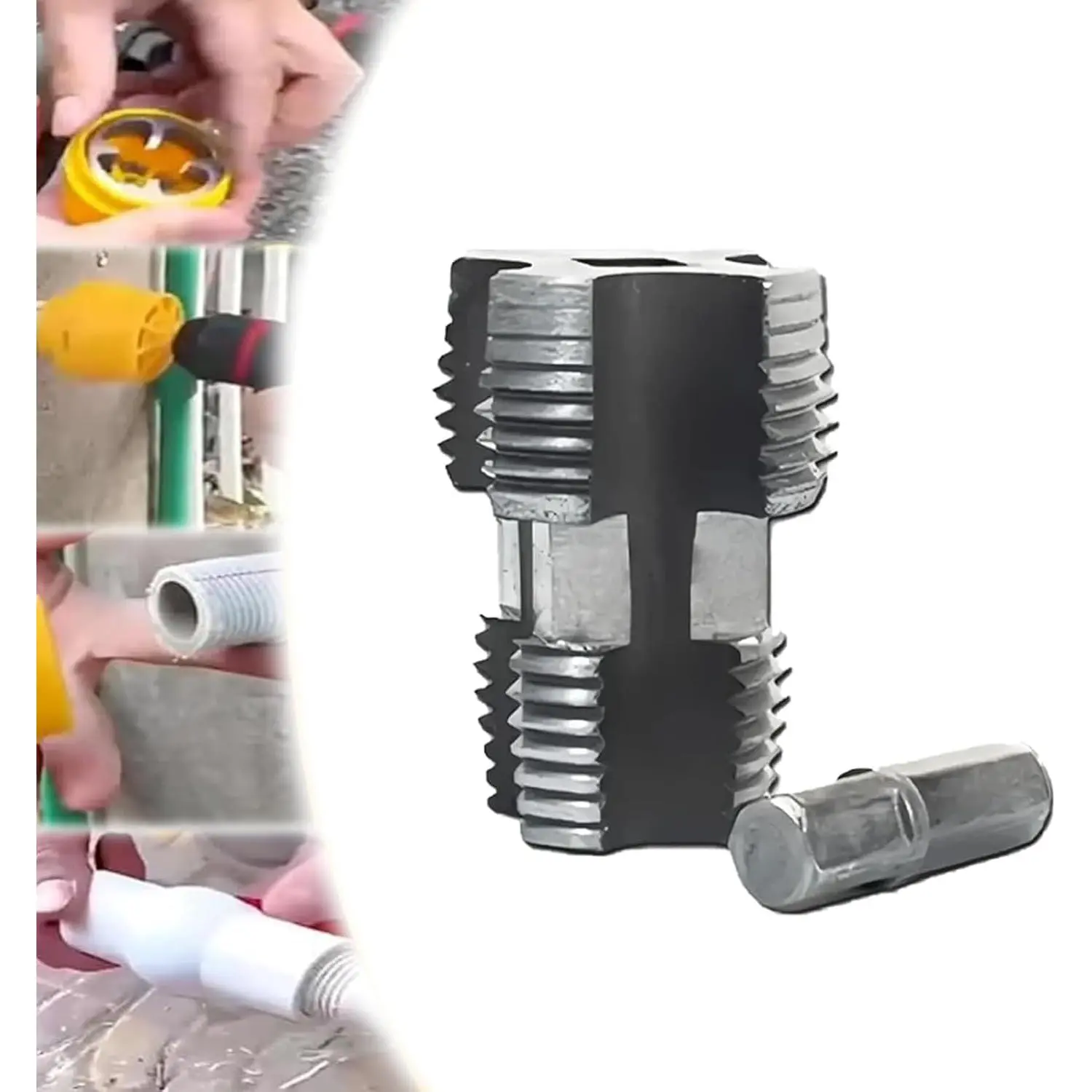 PVC Pipe Threader Kit Pipe Thread Opener, PVC Thread Maker Tool for Electric Drill, 1/2"   for  (Internal Thread Opener)