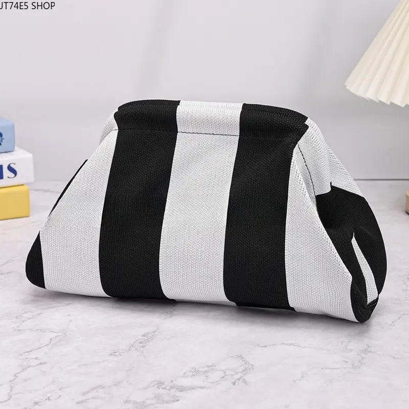 Folded Knitted Dumpling Handbag with Hidden Zipper, Women's Mini Dinner Clutch, Lightweight Handheld Purse for Party & Streetwear Outfits