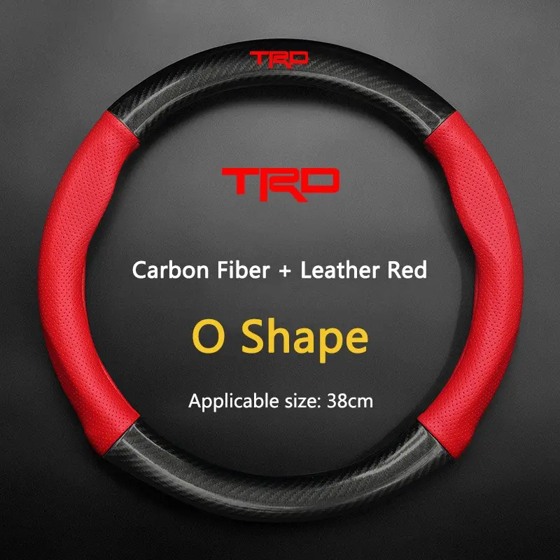 38cm High Quality Car Anti-Slip Steering Wheel Cover Carbon Fiber Leather Booster Cover For TRD Toyota Corolla Fortuner Sequoia Auris Avensis YARIS Vios Celica 86 Rav4 4Runner C-HR Accessories