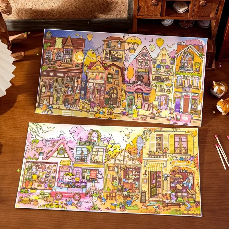 Large Size Dual Scene Miniature 3D Scenery Stickers, Stress Relief Sleep Pet Material Creative DIY Sticker Set, Hand Account Decoration Kit Scene Stickers,Fingertip Diorama Stickers,Layering Stickers,3D Scene Stickers,Journal Scrapbook Stickers