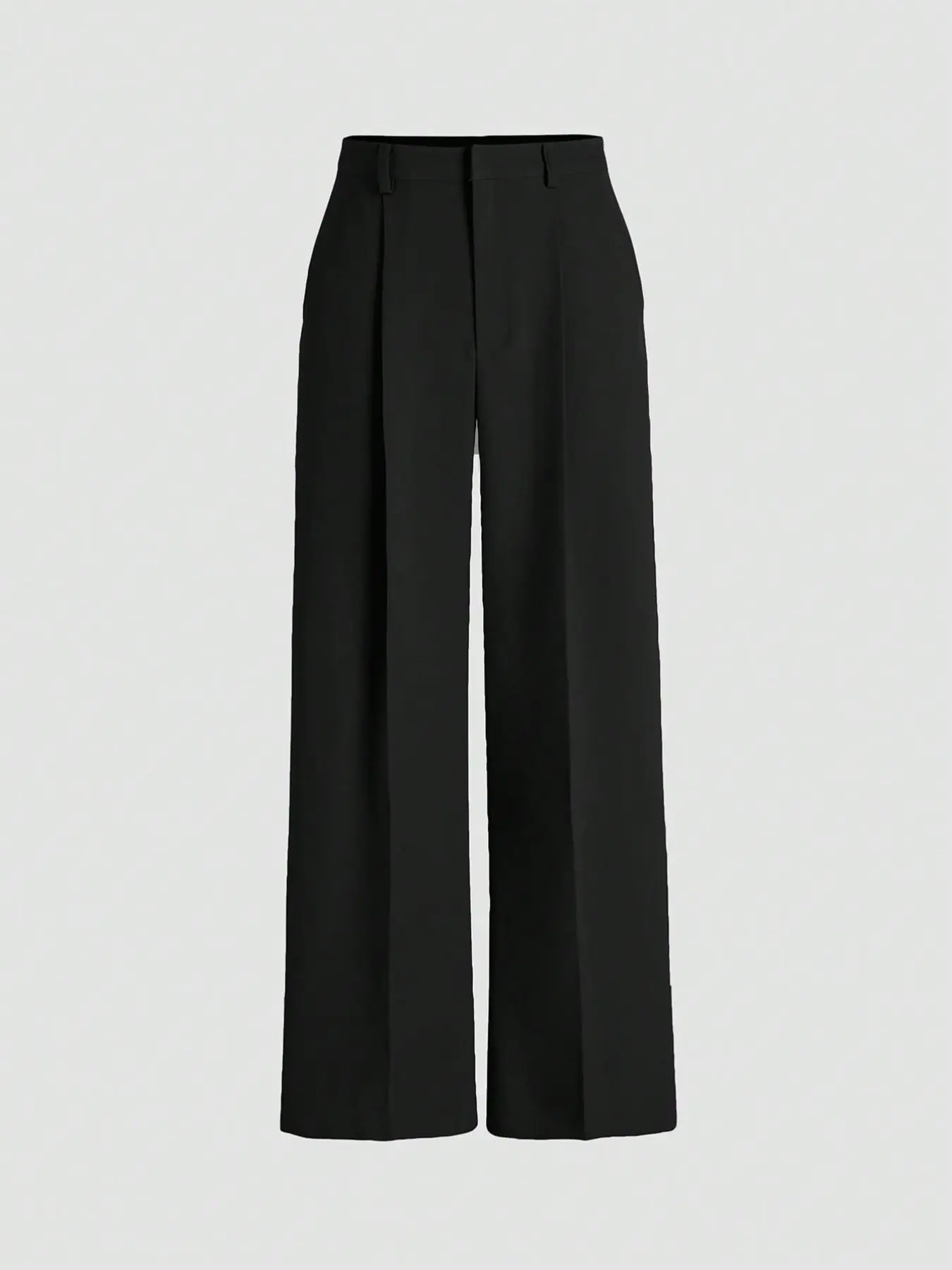 Women's Flowy Simple Design Fabric Suit Pants, European and American New Style, Four Seasons Fashion Straight Leg Casual Wide Leg Pants Trouser