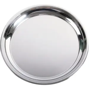 14 In Stainless Steel Roasting Pan, Stainless Steel Heavy Duty Kitchenware Round Roaster Pan Large XLarge Big Size Green Egg Drip Pan for Turkey Baking,Roast Chicken,Brushed Surface & Dishwasher Safe