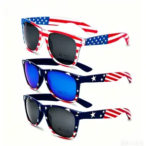 3 Pairs Patriotic American Flag Sports Sunglasses - Men's & Women's Party Favors for 4th of July, Independence Day, Memorial Day Decorations & Accessories