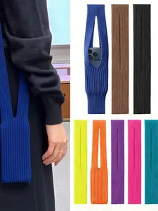 Unisex Knitted Long Wallet Bag 40/80cm, Fashion Mini Shoulder Bag, Travel Essential Hanging Coin Purse, Versatile Phone Pouch