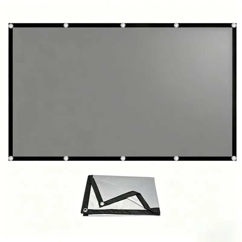 Metal Anti Light Screen, Wall Mounted Projection Screen, Projector Screen, Movie Projection Screen, Indoor Outdoor Use, Multiple Sizes 60-133 Inches, Hook Style, Home Use