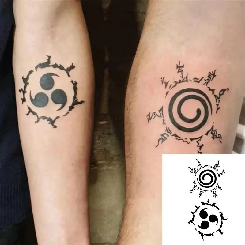 Naruto Uchiha Sasuke Sabaku no Gaara Anbu Cartoon Print Waterproof Stickers, Halloween Cosplay Costume Accessory for Anime Fans