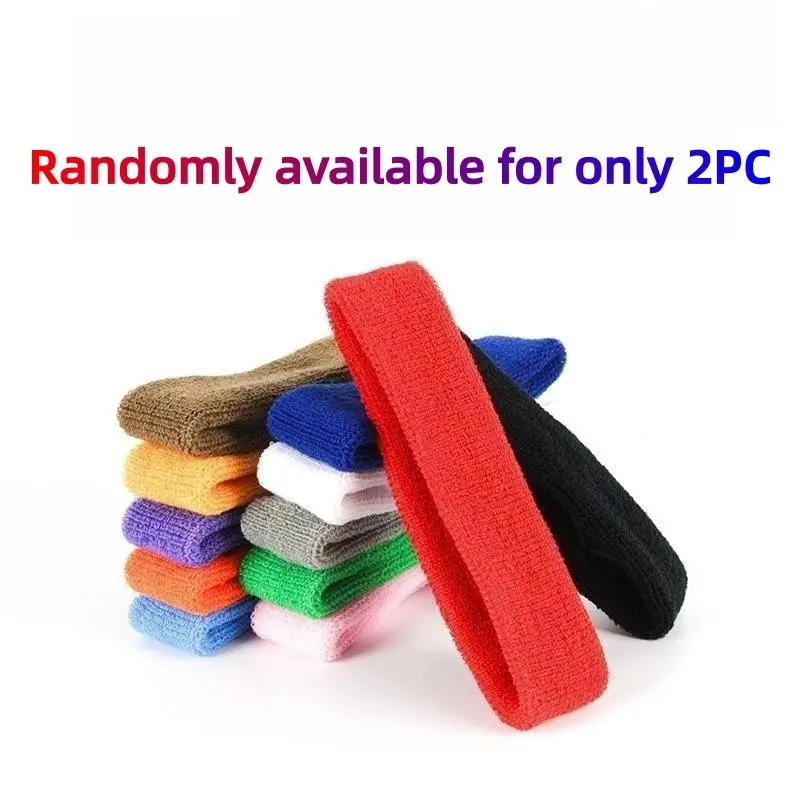 Random Color 2-Pack Sports Headbands, Sweat-Wicking Athletic Towel Headbands, Ideal for Tennis, Basketball, Running, Gym, Workout
