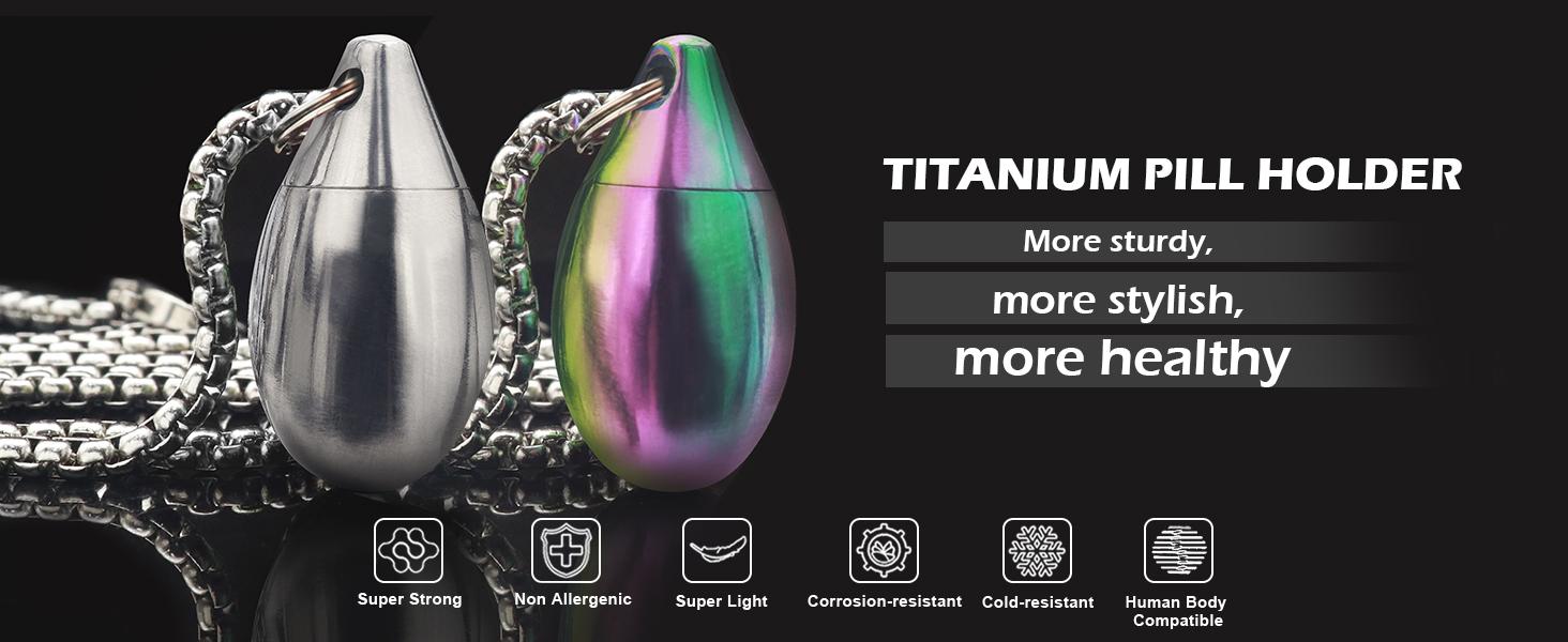 Pill Holder Necklace Pill Case Pill Container Necklace for Men Christmas Gifts Stocking Stuffers Waterproof Pill Holder Emergency Aspirin Small Pill Box W/Chain Tiny Fob