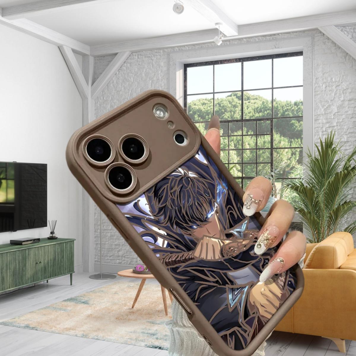 S-Sung J-Jin-Woo Solo Leveling Anime Phone Case For iPhone 17 16 15 14 13 12 11 Pro Max Plus Air, Black TPU Cover, High Quality Shockproof Durable Stylish Cool Design, Perfect Holiday Best Gifts