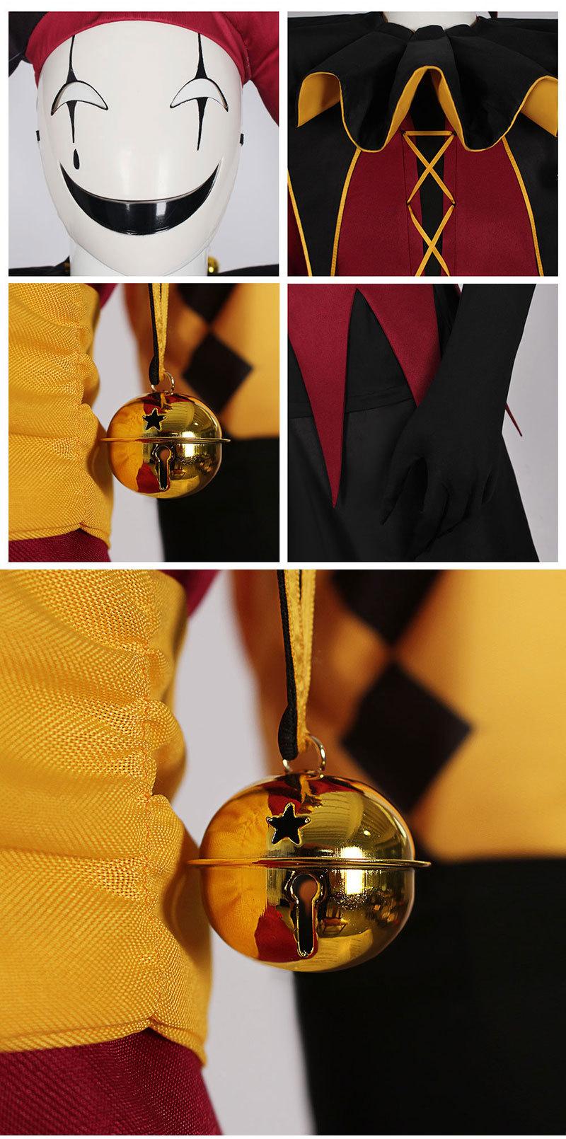 Pierrot the Clown Full Costume Set for Halloween Cosplay, Circus Party Outfit with Accessories for Men and Women