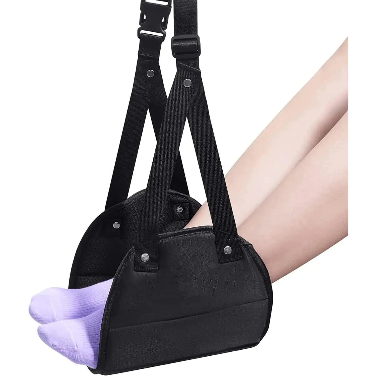 Portable Foot Hammock with Memory Foam, Enhanced Support Relaxed Feet, Perfect Long Flights and Desk Use, Comfortable Footrest Sling Travel and Work