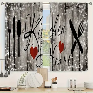 2 pieces, made of polyester material, translucent curtain, European tableware, kitchen curtain, farmhouse living room bedroom home decoration, suitable for rod insertion vertical blinds teal paper Silver Fringe Door String Magnetic Suction Clips hanger Go