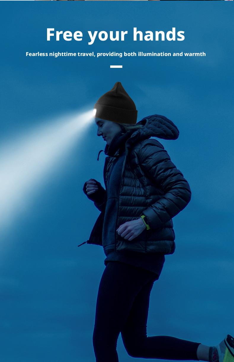 Bluetooth Beanie with Light, Unisex USB Rechargeable  LED Flashlight Hat with Cordless Headphones, Unique Christmas Birthday Gifts for Men Husband Teen Warm