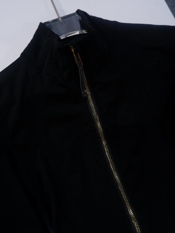 Yoga jacket for women, spring stand up collar, gold zipper, slim fit, casual long sleeved outdoor fitness suit top