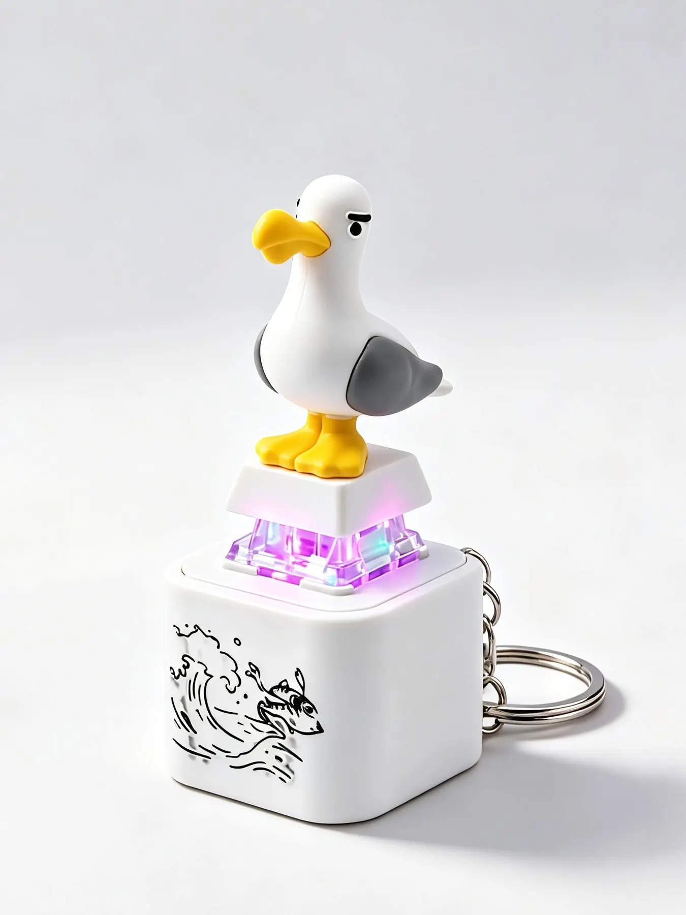 Seagull Miner Button Keychain, Rechargeable Stress Relief Clicker, Seagull Sound and LED Light, Adult Fun Desktop Toy