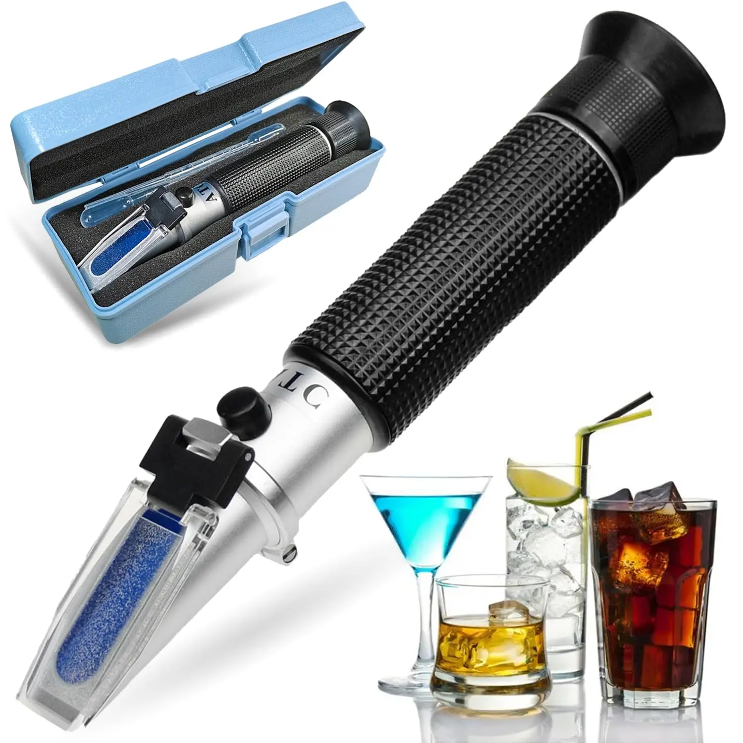 Refractometer for Spirit  Volume Percent Measurement with Automatic Temperature Compensation (ATC), Range 0-80% v/v.