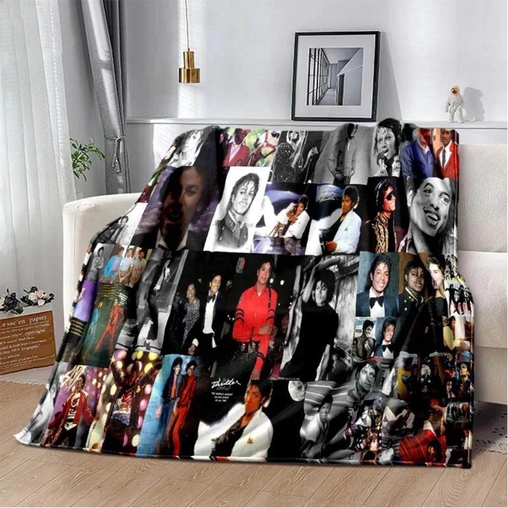 Michael Jackson Retro Printed HD Blanket Soft Throw Blanket for Home Bedroom Bed Sofa Travel Office Solid Cover Blanket Adults Pop Music Icon Gift Pop Culture Decor
