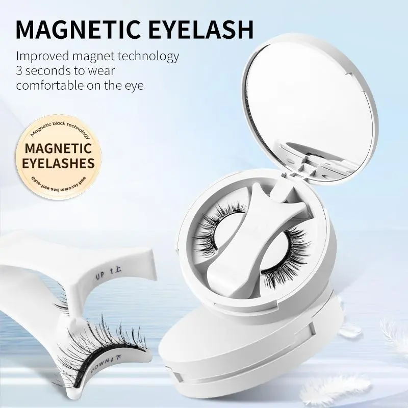Magnetic Eyelashes1 Pairs Magnetic Lashes with applicator | Magnetic Eyelashes Natural Look Reusable Wispy 3D Eyelashes Soft 2 Magnets Lashes without Eyeliner, Easy to Wear and Remove