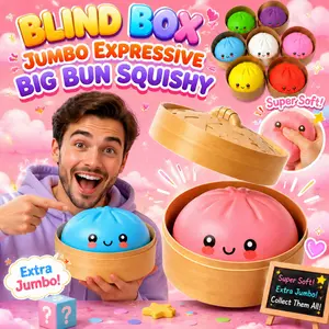 10.6 Inch Expressive Big Dumpling Squishy Blind Box, Mysecret Bun Fidget Toy Soft TPR Stress Relief Squeeze Toy, Random Style Surprise Unboxing Pack, Ideal Graduation & Holiday Exchange Presents, Desktop Decor Office Decompression Gadget Mood Relief Squee