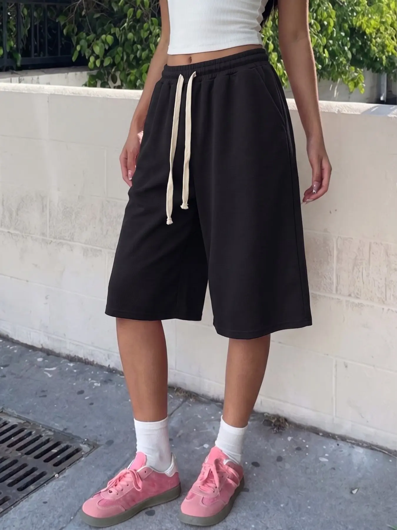 ✨Trending Sporty Culottes✨Drawstring Wide-Leg Cropped Pants | Athleisure Aesthetic Lounge Outfit for Hot Girl Summer