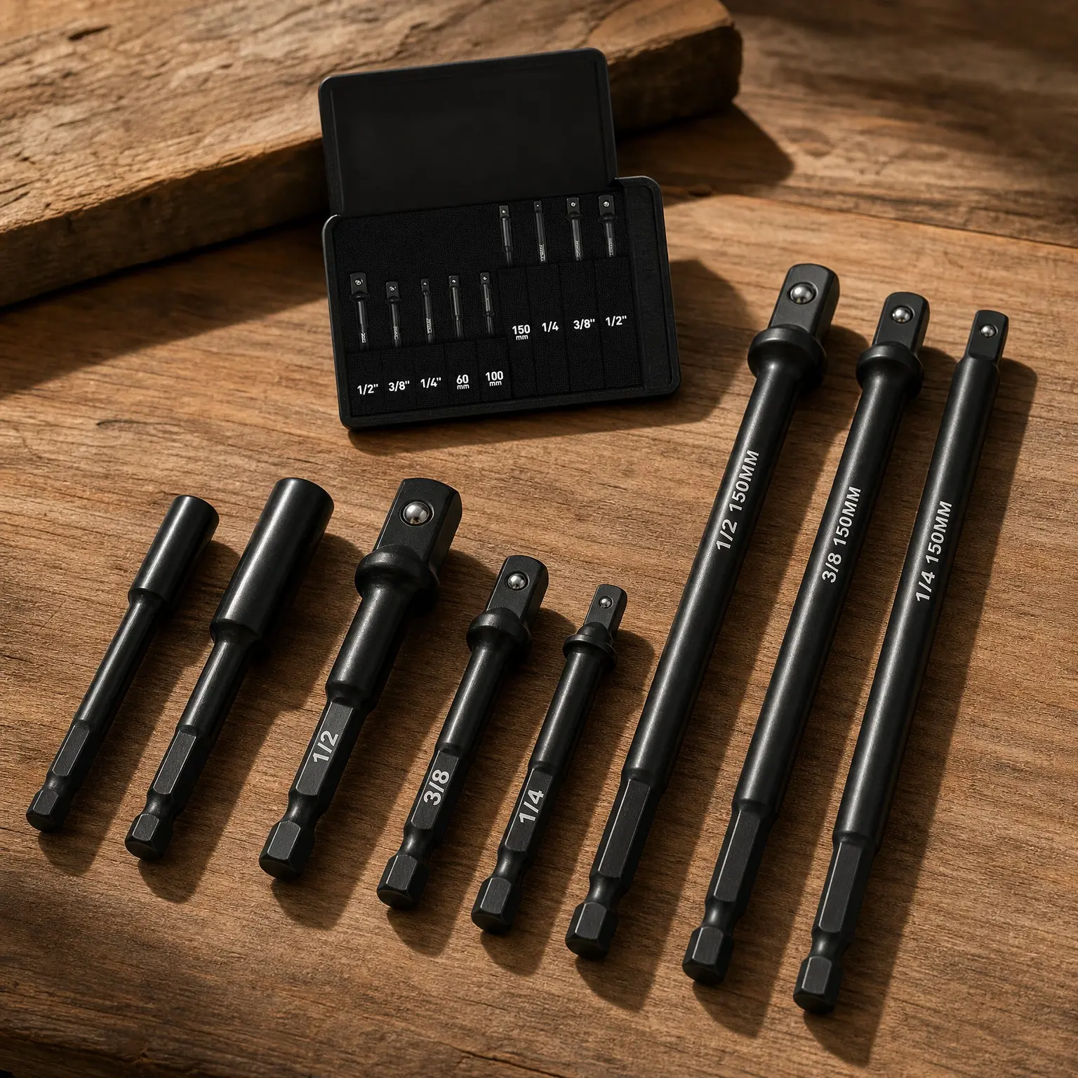 9-Piece Impact Socket Adapter Set, 1/4" 3/8" 1/2" Drive Adapters, Magnetic Screwdriver Bit Holder, Power Drill Bit Extension, Socket Wrench Adapter