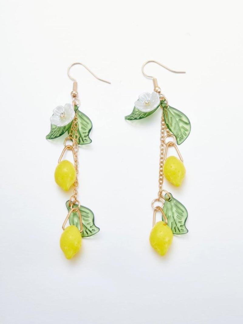 Cute Lemon Leaf Design Dangle Earrings, Fashionable Jewelry for Women, Daily Clothing Decor, Trendy All-match & Exquisite Jewelry for Birthday Gift, Fashion Jewelry Party