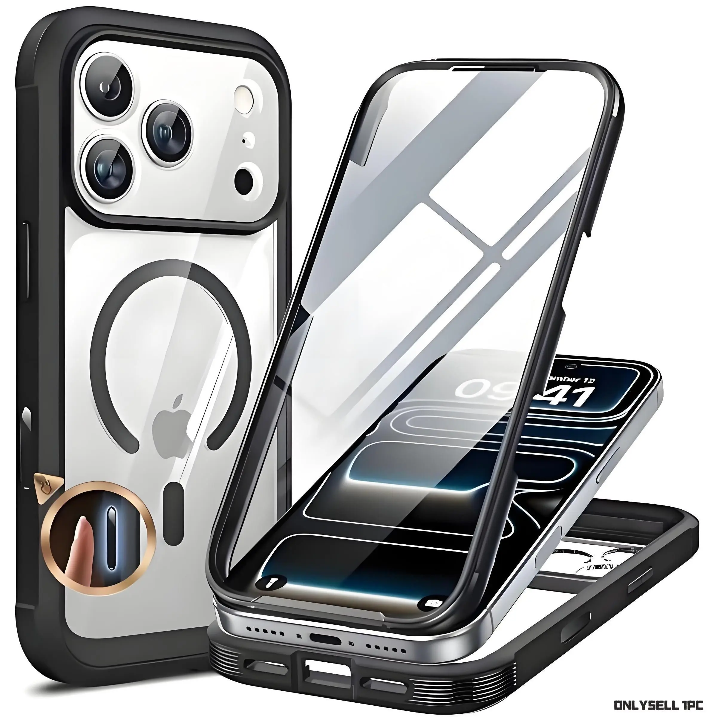 iPhone 17 Pro Max/16 Plus/15/14/13/12/11 Cellphone Case, 360° Full Protection, Screen Protector, Magsafe Magnetic, Anti-Drop, Shockproof, Customized Phone Cover