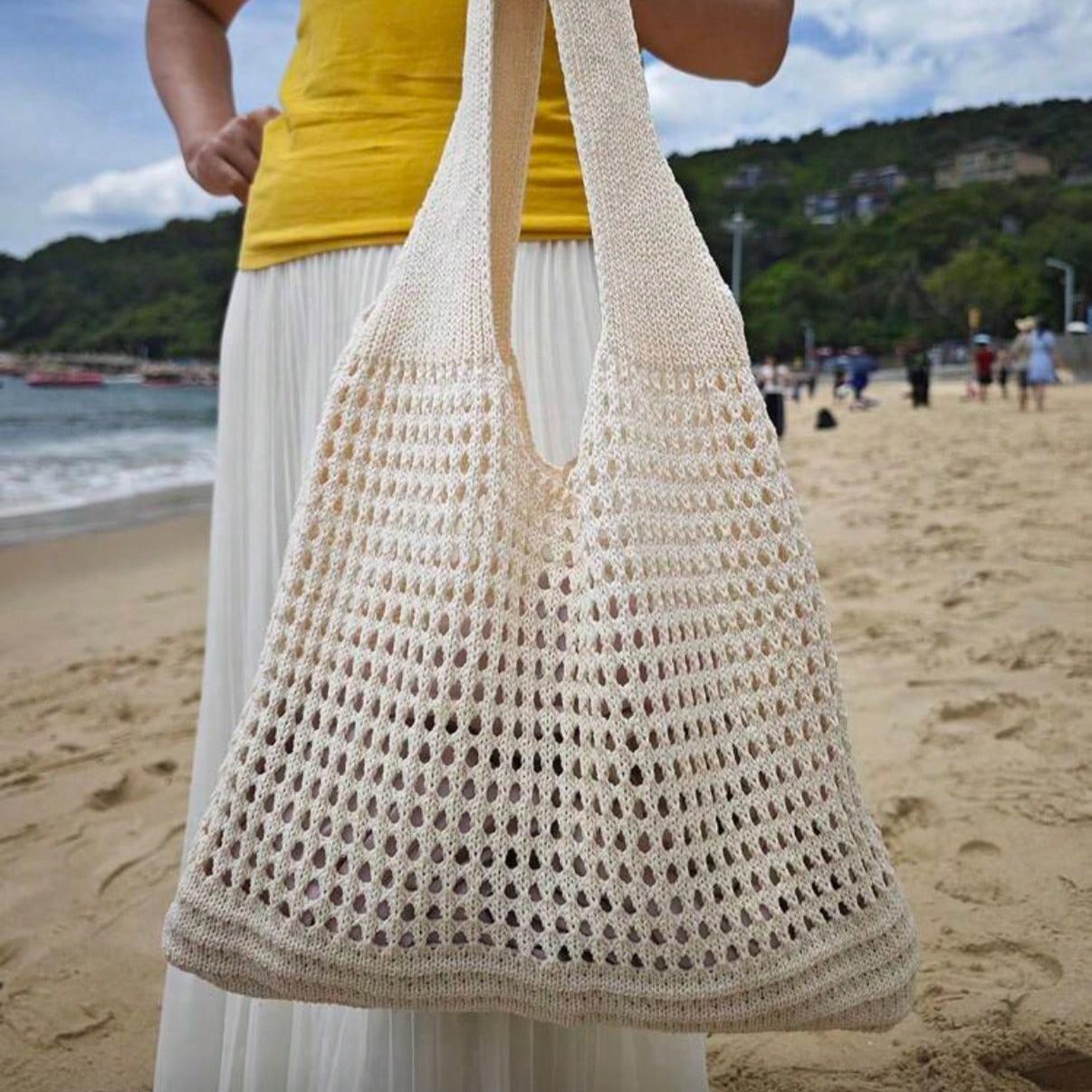 Back To School Season Plus Size Women Handbag, Women's Crocheted Tote Bag Knitted Shoulder Bag, Vintage Hollow Out Woven Large Capacity Floral Decor Tote Bag Crochet Bag Summer Beach Tote Bag for Student, Working and Traveling