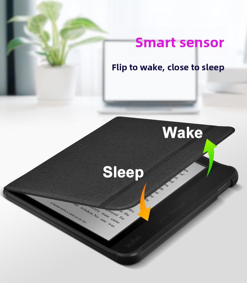 2024 KOBO Libra Color 7 Inch eReader Smart Case  TPU Fabric Cover for Android Tablet Compatible