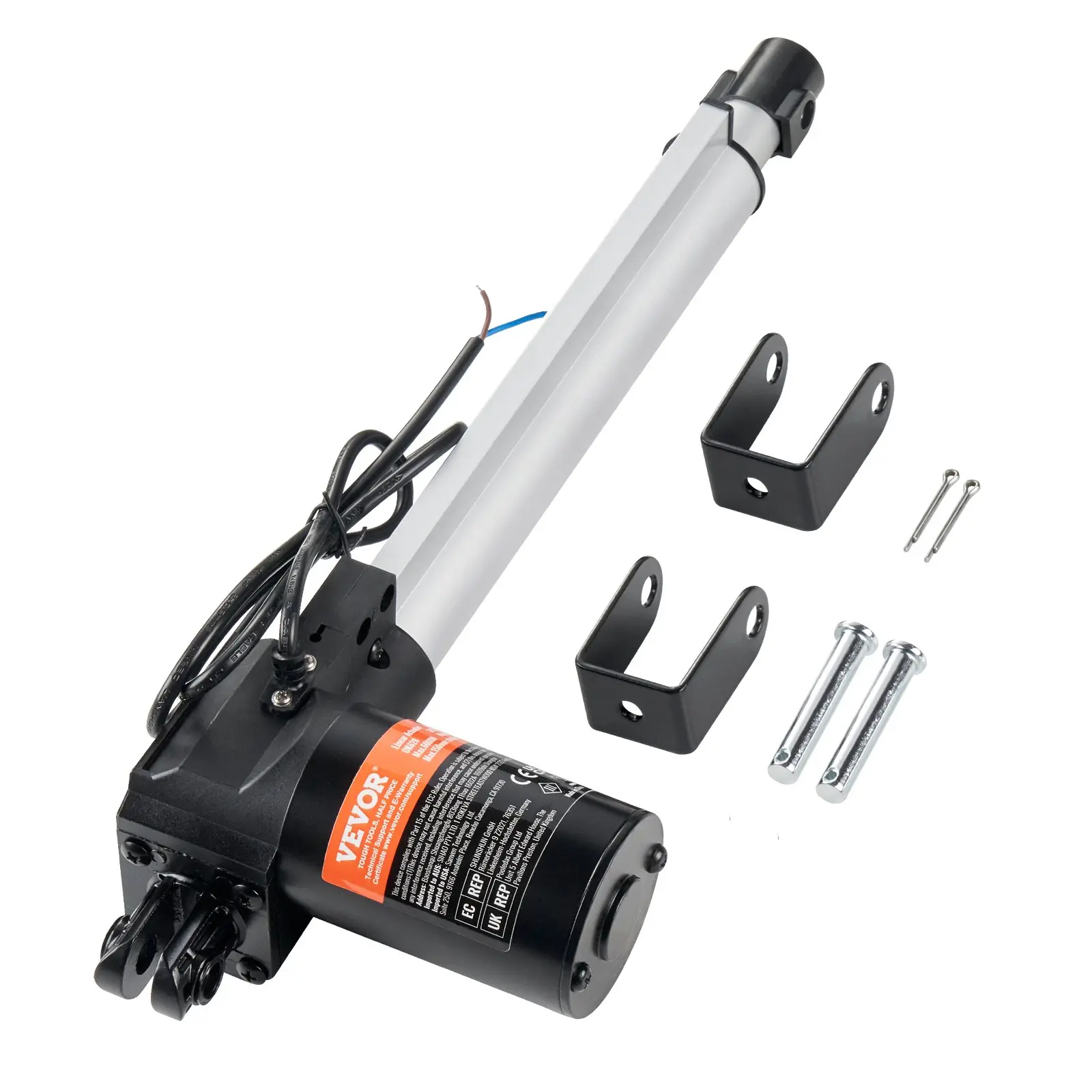 VEVOR Linear Actuator 12V, 10 Inch Heavy Duty 1320lbs/6000N Linear Actuator, 0.19"/s Linear Motion Actuator with Mounting Bracket IP44 Protection for Electric Door Industrial Machinery Vessels Cargo