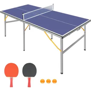 Garvee Portable 6x3 ft Folding Ping Pong Table Tennis Set - Indoor/Outdoor Table with Net, 2 Paddles & 3 Balls - 12mm MDF, Quick Assembly, Space-Saving Design