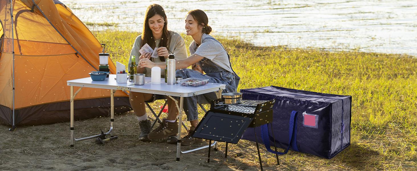 6 Pack Extra Large Heavy Duty Moving Bags with Reinforced Zipper & Wide Handles Moisture-Resistant Storage Bins Packing Cubes for Clothes College Dorm Travel and Home Organization Black Organiser