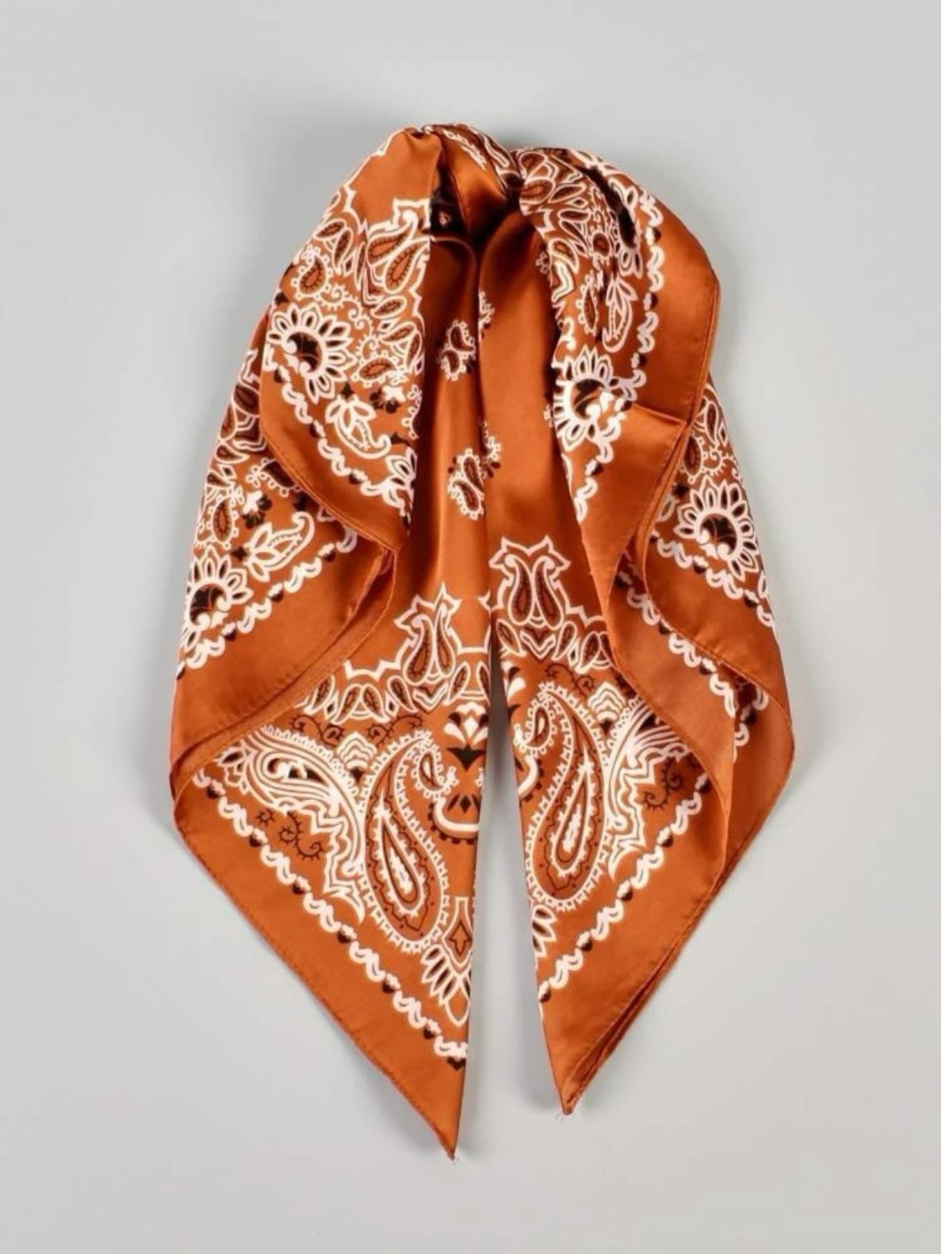 Women's Vintage Paisley Print Square Scarf, Scarf Head Wrap, Elegant Soft Satin Bandana for Women, Fashion Accessories for Daily Wear, Casual Soft Scarf, Vintage Print Headscarves