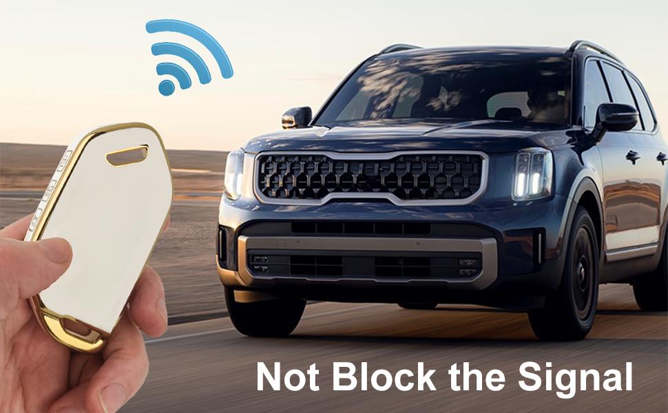 5 Button TPU Key Fob Cover, Compatible with 2023 2024 Kia Telluride EV5, Remote Key Case with Leather Keychain, Black