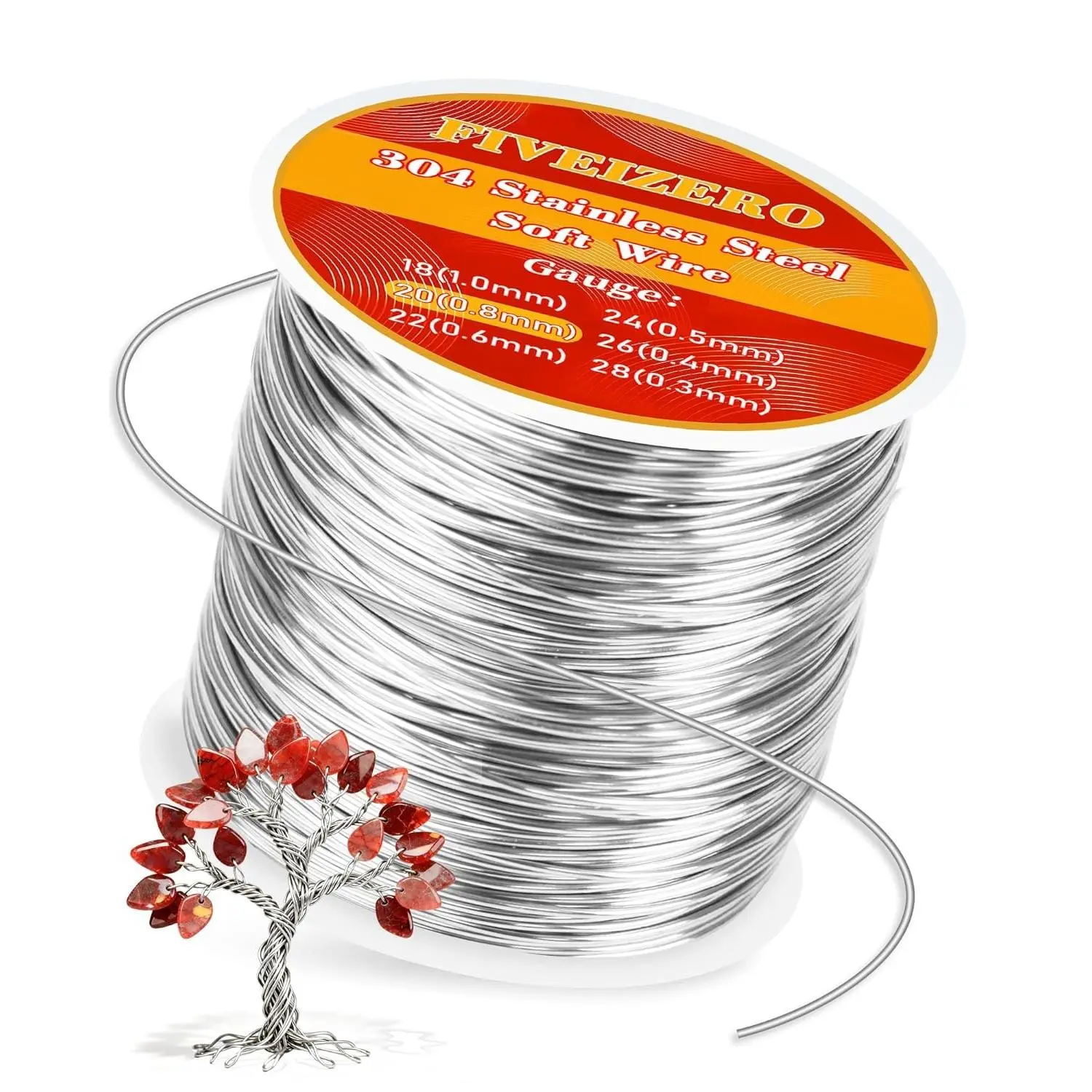 FIVEIZERO 20 Gauge 304 Stainless Steel Wire for Jewelry Making,43yd Stainless Steel Jewelry Wires Thin Metal Craft Wire for Necklace,Bracelet,Earring,Bead Stringing,DIY,Floral and Home Crafts