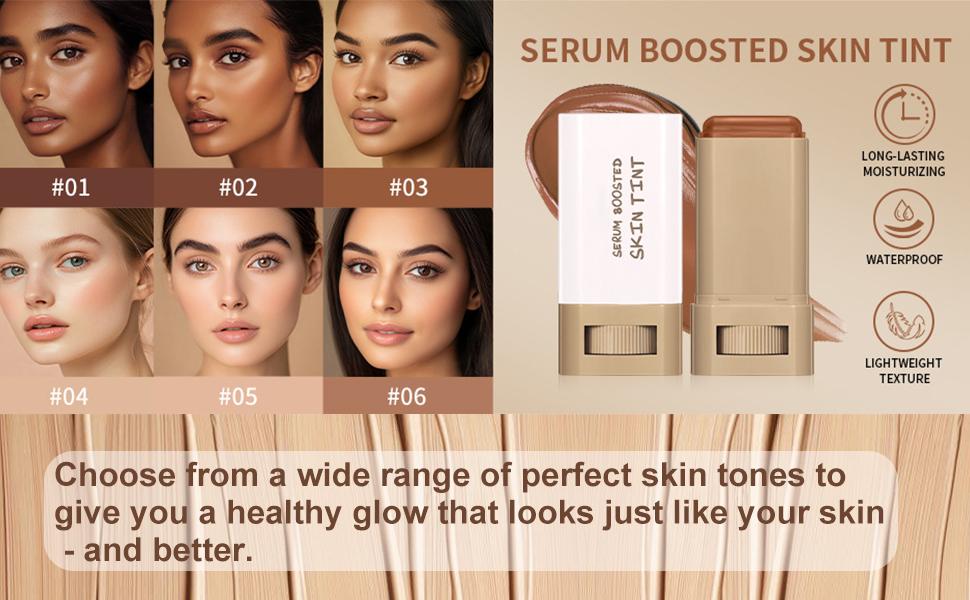 Beauty Balm Serum Boosted Skin Tint, Foundation Stick, Tinted Moisturizer, Concealer Stick for Foundation Makeup, Full Coverage Foundation, Contour Sticks for Face Makeup, Radiant & Dewy Finish (#03)