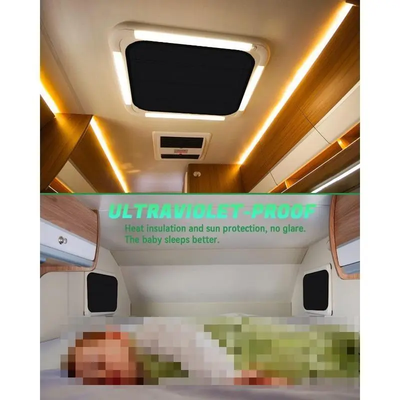 RV Sunshade Curtains - Double-sided foldable ventilation curtains, suitable for roof ventilation openings of RVs, camper vans and boats. No drilling required for installation. Suitable for windows of RVs, camper vans, RV supplies, essential items for