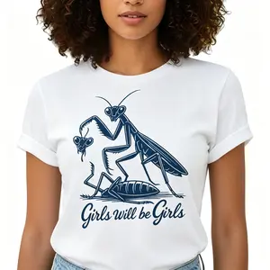 "Girls Will Be Girls Praying Mantis Y2K" Graphic Unisex Tee |   All-Season Breathable Top